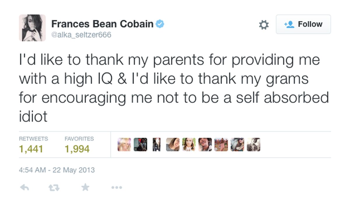Francis Bean Cobain gav Kendall en riktig diss. 